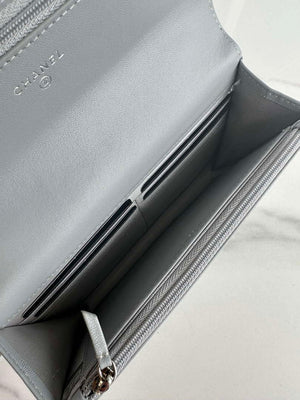 Chanel AP3267 19 Wallet on Chain Woc Shiny Lambskin Gray - Silver - View 7