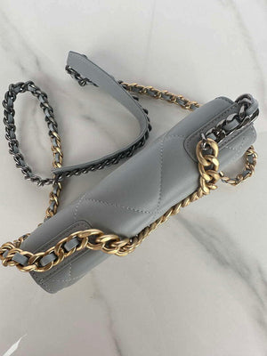 Chanel AP3267 19 Wallet on Chain Woc Shiny Lambskin Gray - Silver - View 14