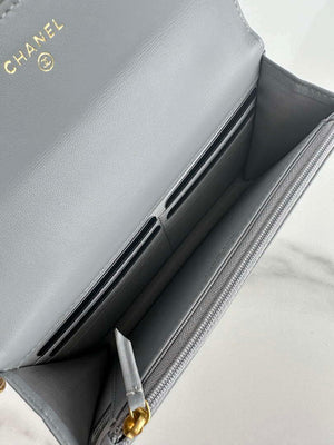 Chanel AP3267 19 Wallet on Chain Woc Shiny Lambskin Gray - Silver - View 17
