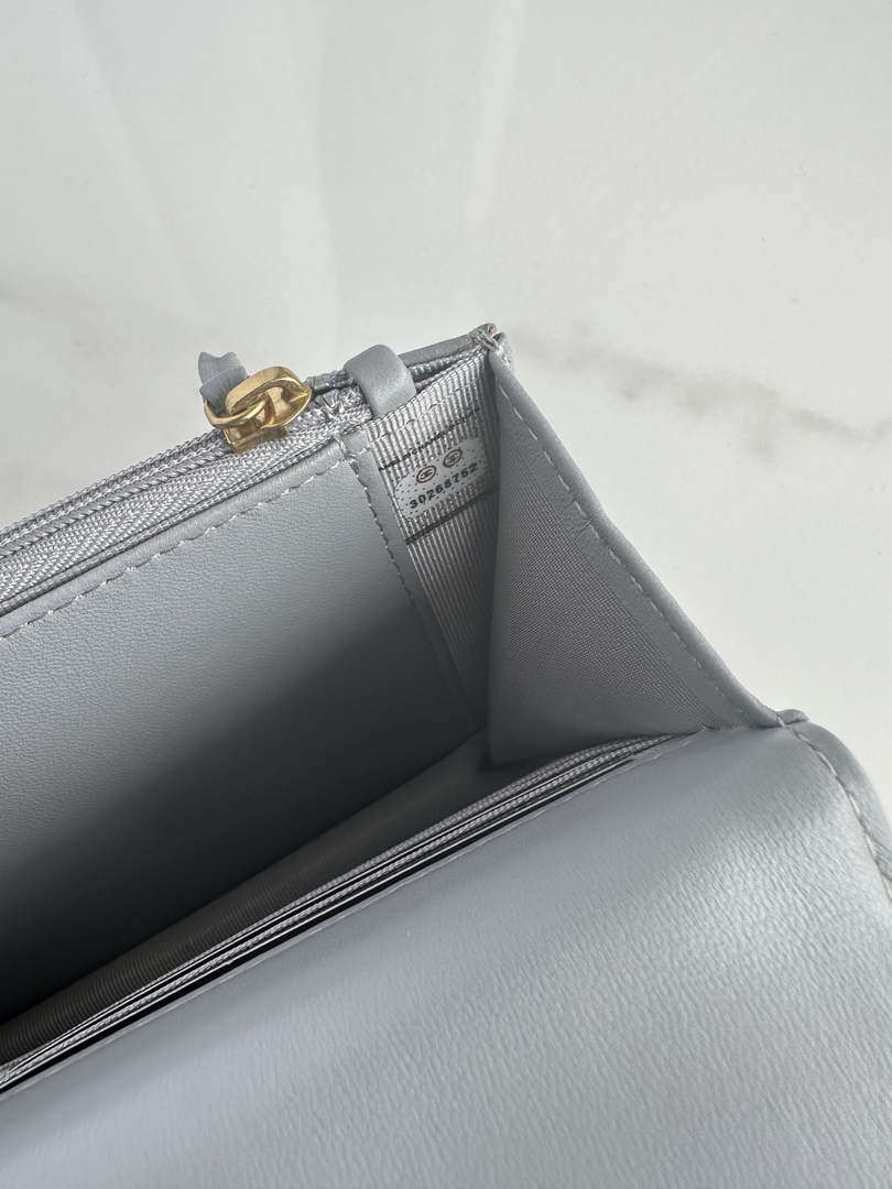 Chanel AP3267 19 Wallet on Chain Woc Shiny Lambskin Gray
