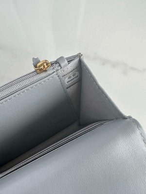 Chanel AP3267 19 Wallet on Chain Woc Shiny Lambskin Gray - Silver - View 19