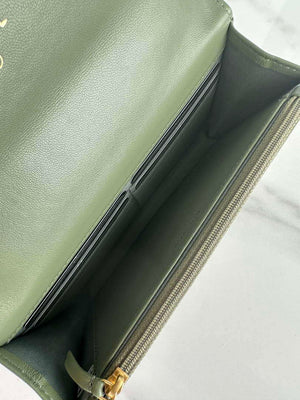 Chanel AP3267 19 Wallet on Chain Woc Shiny Lambskin Green - Silver - View 6