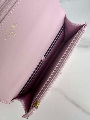 Chanel AP3267 19 Wallet on Chain Woc Shiny Lambskin Pink - Silver - View 7