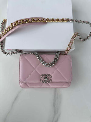 Chanel AP3267 19 Wallet on Chain Woc Shiny Lambskin Pink - Silver - View 10