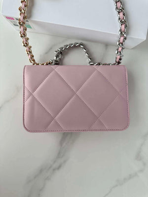 Chanel AP3267 19 Wallet on Chain Woc Shiny Lambskin Pink - Silver - View 12