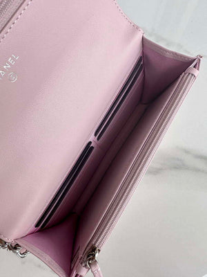 Chanel AP3267 19 Wallet on Chain Woc Shiny Lambskin Pink - Silver - View 16