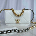 Chanel AP3267 19 Wallet on Chain Woc Shiny Lambskin White - Silver - View 1