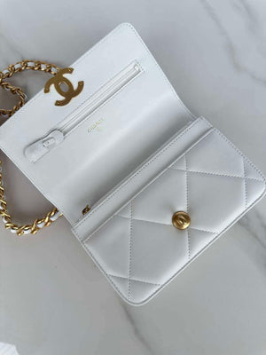 Chanel AP3267 19 Wallet on Chain Woc Shiny Lambskin White - Silver - View 6