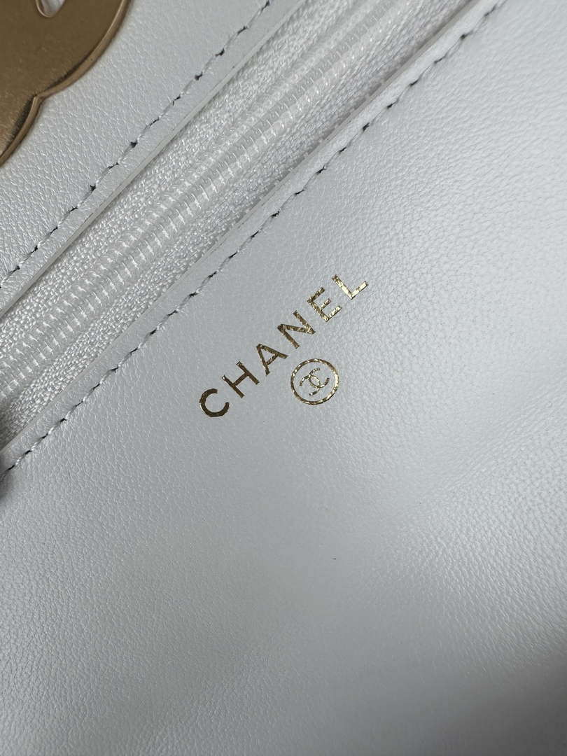 Chanel AP3267 19 Wallet on Chain Woc Shiny Lambskin White