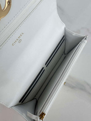 Chanel AP3267 19 Wallet on Chain Woc Shiny Lambskin White - Silver - View 8