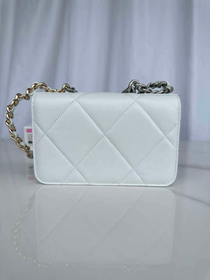 Chanel AP3267 19 Wallet on Chain Woc Shiny Lambskin White - Silver - View 11