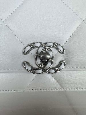 Chanel AP3267 19 Wallet on Chain Woc Shiny Lambskin White - Silver - View 13