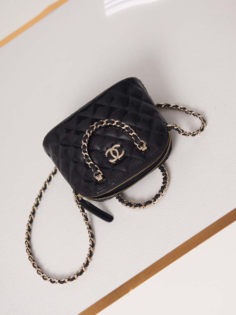Chanel AP3345 Shell bag Patent Calfskin Black - Default Title - View 7
