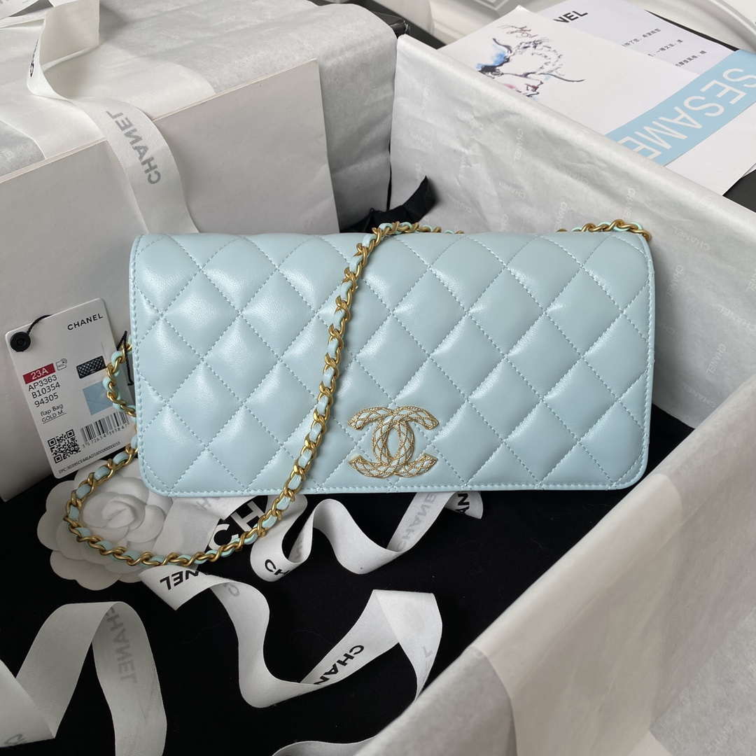 Chanel AP3363 Flap Baguette Bag Lambskin Blue - Default Title - View 1
