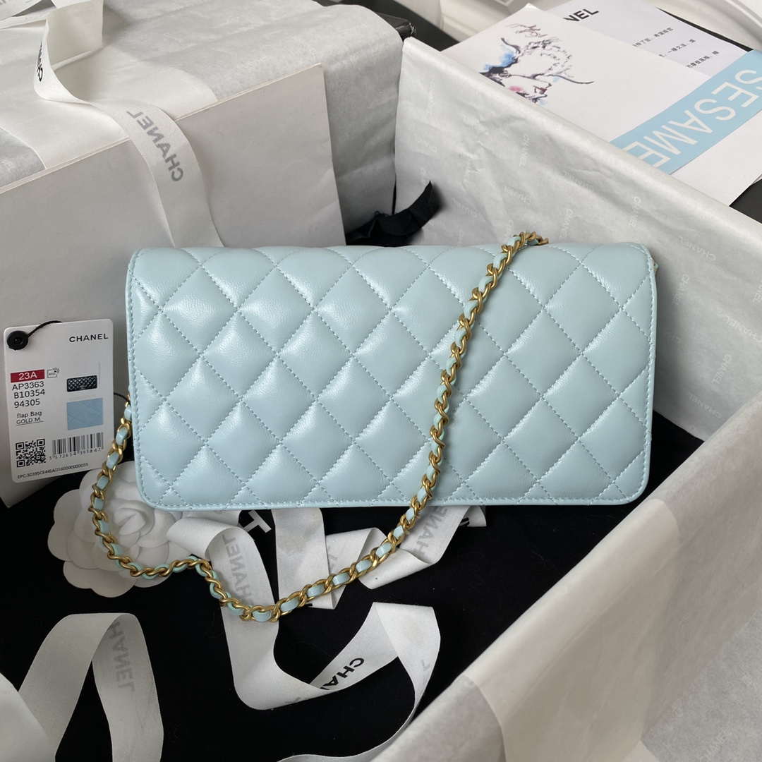 Chanel AP3363 Flap Baguette Bag Lambskin Blue