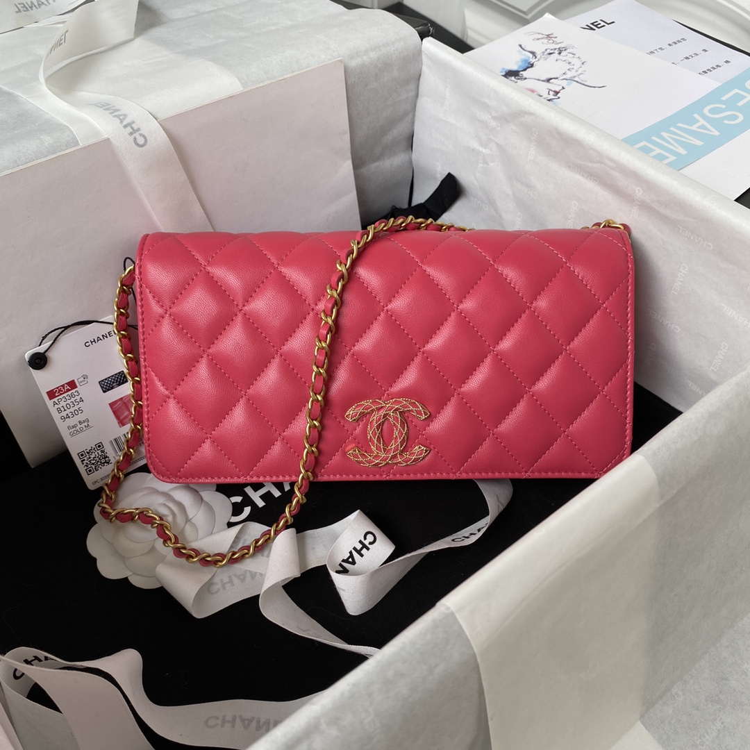 Chanel AP3363 Flap Baguette Bag Lambskin Red - Default Title - View 1