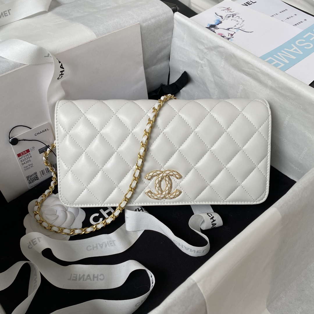 Chanel AP3363 Flap Baguette Bag Lambskin White - Default Title - View 1