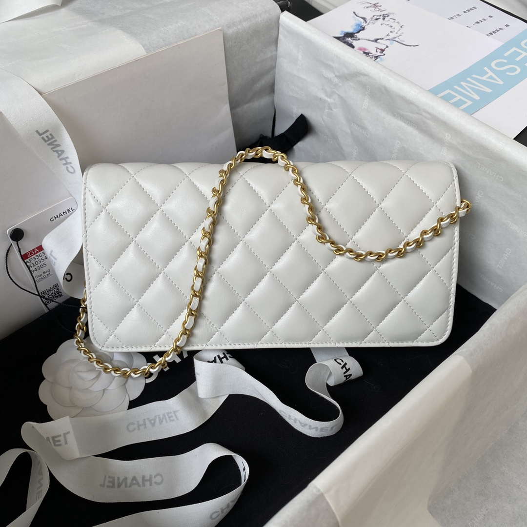 Chanel AP3363 Flap Baguette Bag Lambskin White