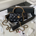 Chanel AP3385 Woc Flap Phone Holder With Chain Lambskin Black Gold - Default Title - View 1