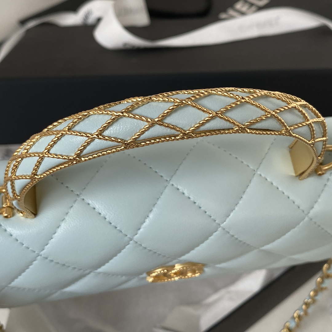 Chanel AP3385 Woc Flap Phone Holder With Chain Lambskin Blue Gold - Default Title - View 4