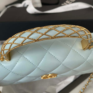Chanel AP3385 Woc Flap Phone Holder With Chain Lambskin Blue Gold - Default Title - View 4