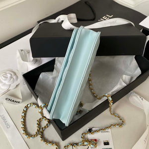 Chanel AP3385 Woc Flap Phone Holder With Chain Lambskin Blue Gold - Default Title - View 6