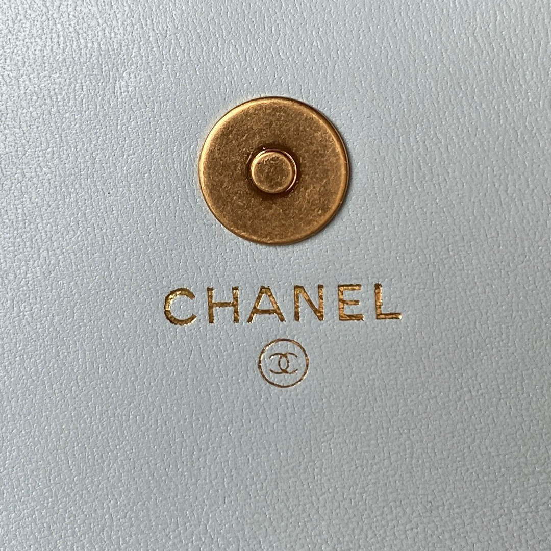 Chanel AP3385 Woc Flap Phone Holder With Chain Lambskin Blue Gold - Default Title - View 9