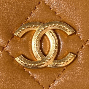 Chanel AP3385 Woc Flap Phone Holder With Chain Lambskin Caramel Gold - Default Title - View 3