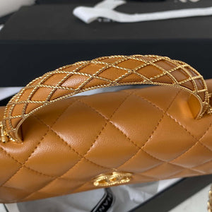 Chanel AP3385 Woc Flap Phone Holder With Chain Lambskin Caramel Gold - Default Title - View 4