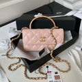 Chanel AP3385 Woc Flap Phone Holder With Chain Lambskin Pink Gold - Default Title - View 1