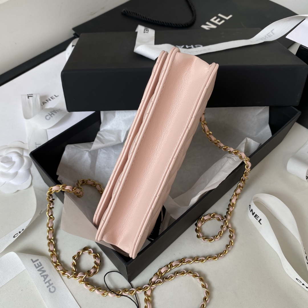 Chanel AP3385 Woc Flap Phone Holder With Chain Lambskin Pink Gold - Default Title - View 6