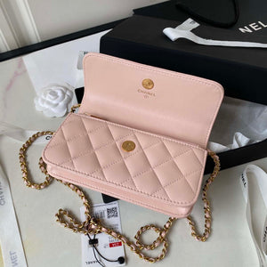 Chanel AP3385 Woc Flap Phone Holder With Chain Lambskin Pink Gold - Default Title - View 7