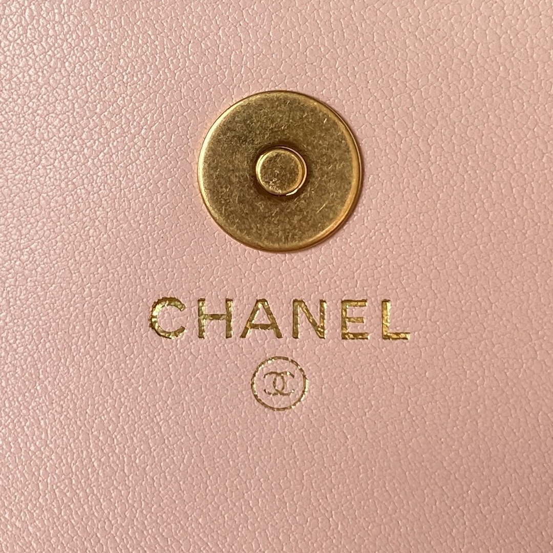 Chanel AP3385 Woc Flap Phone Holder With Chain Lambskin Pink Gold - Default Title - View 9