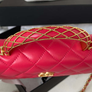 Chanel AP3385 Woc Flap Phone Holder With Chain Lambskin Red Gold - Default Title - View 4
