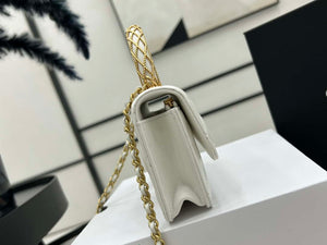 Chanel AP3385 Woc Flap Phone Holder With Chain Lambskin White Gold - Default Title - View 5