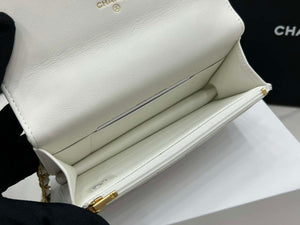 Chanel AP3385 Woc Flap Phone Holder With Chain Lambskin White Gold - Default Title - View 9