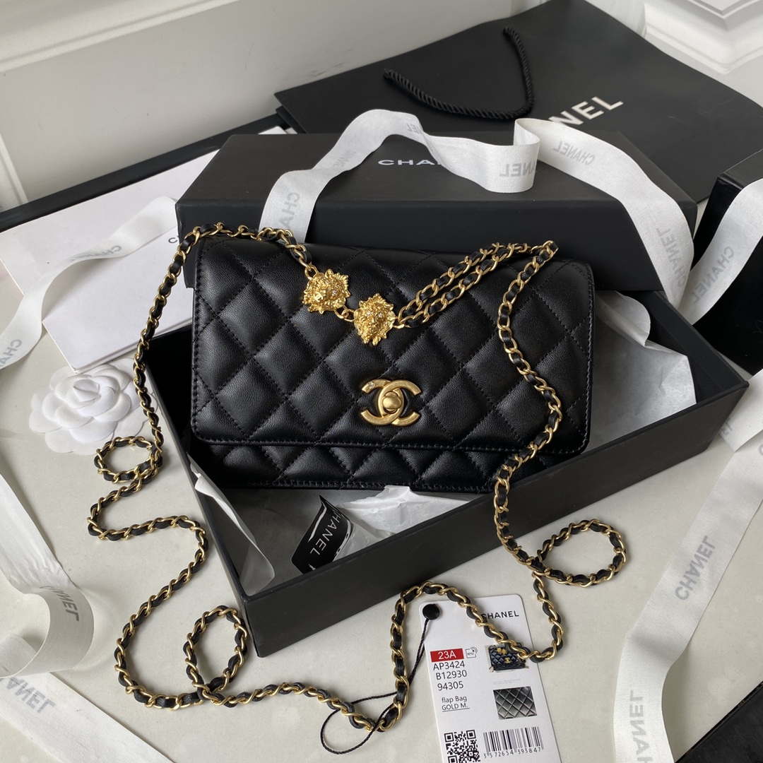 Chanel AP3424 Woc Mini Flap Bag Lambskin Black - Default Title - View 1