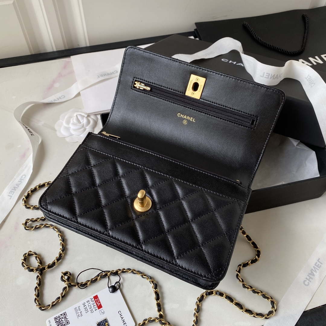Chanel AP3424 Woc Mini Flap Bag Lambskin Black - Default Title - View 6