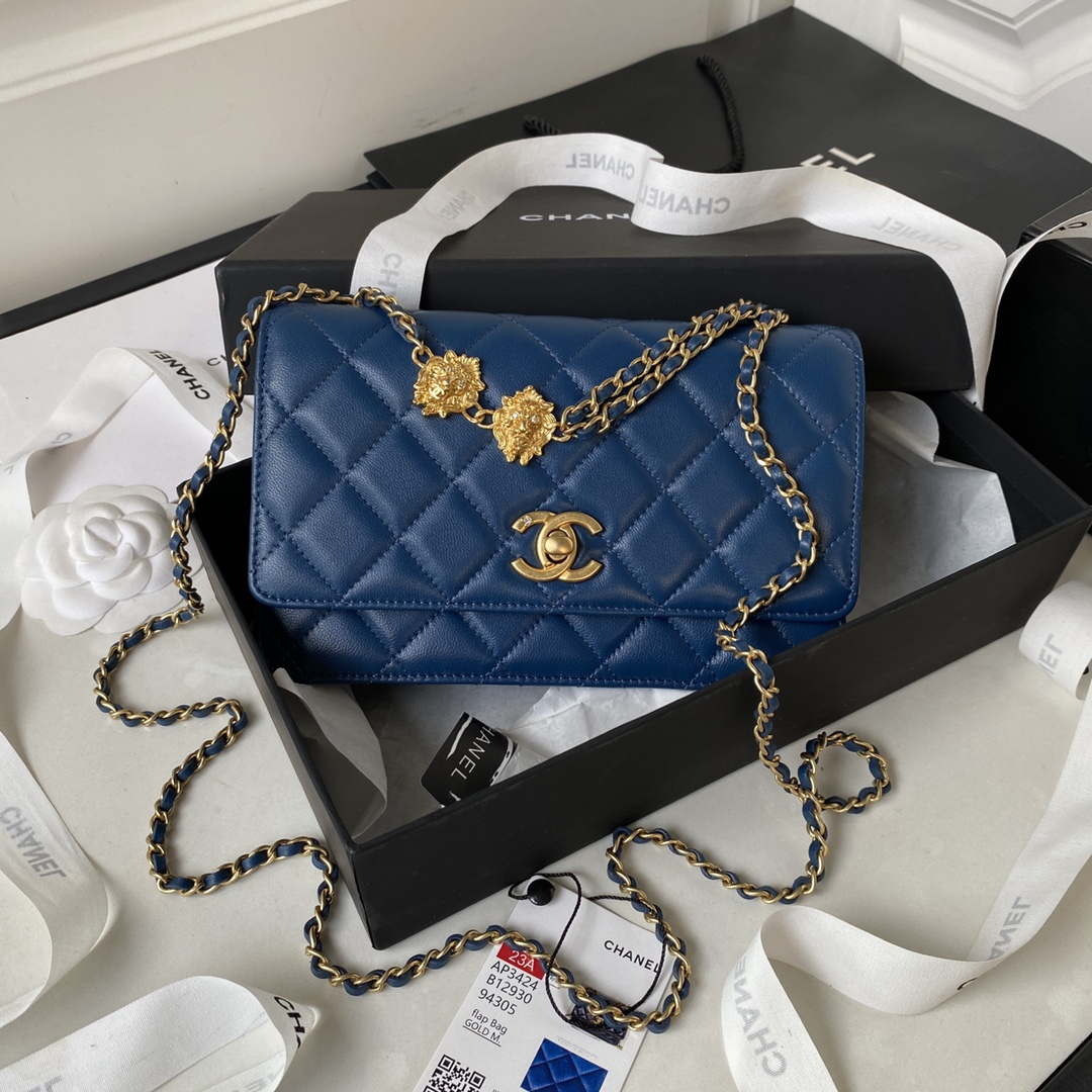Chanel AP3424 Woc Mini Flap Bag Lambskin Blue - Default Title - View 1