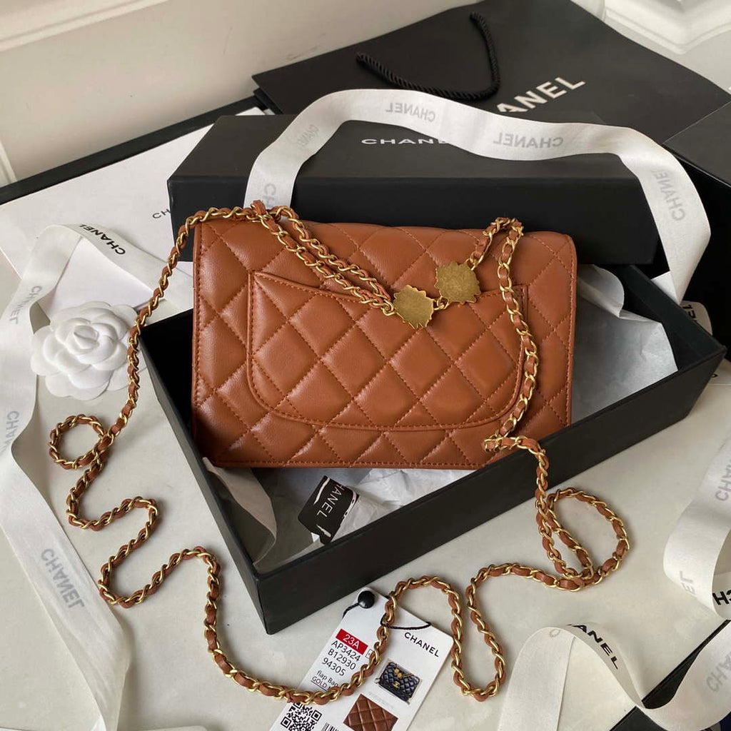 Chanel AP3424 Woc Mini Flap Bag Lambskin Caramel