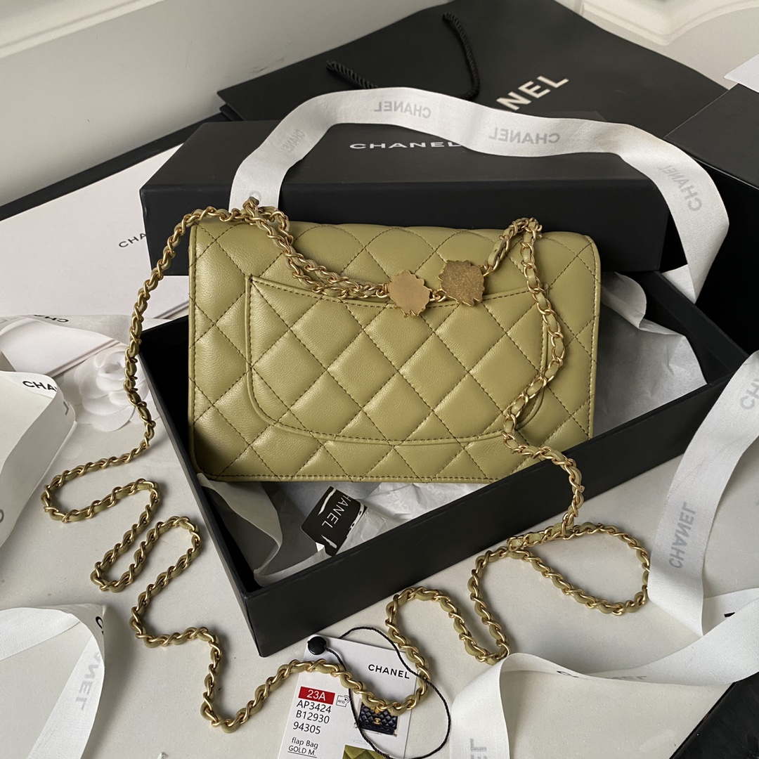Chanel AP3424 Woc Mini Flap Bag Lambskin Lemon Yellow