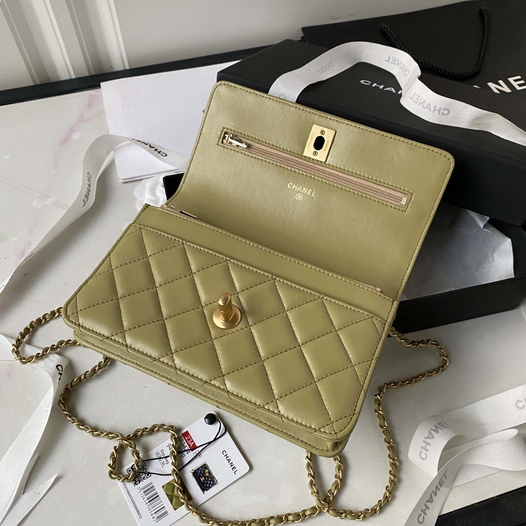 Chanel AP3424 Woc Mini Flap Bag Lambskin Lemon Yellow - Default Title - View 6
