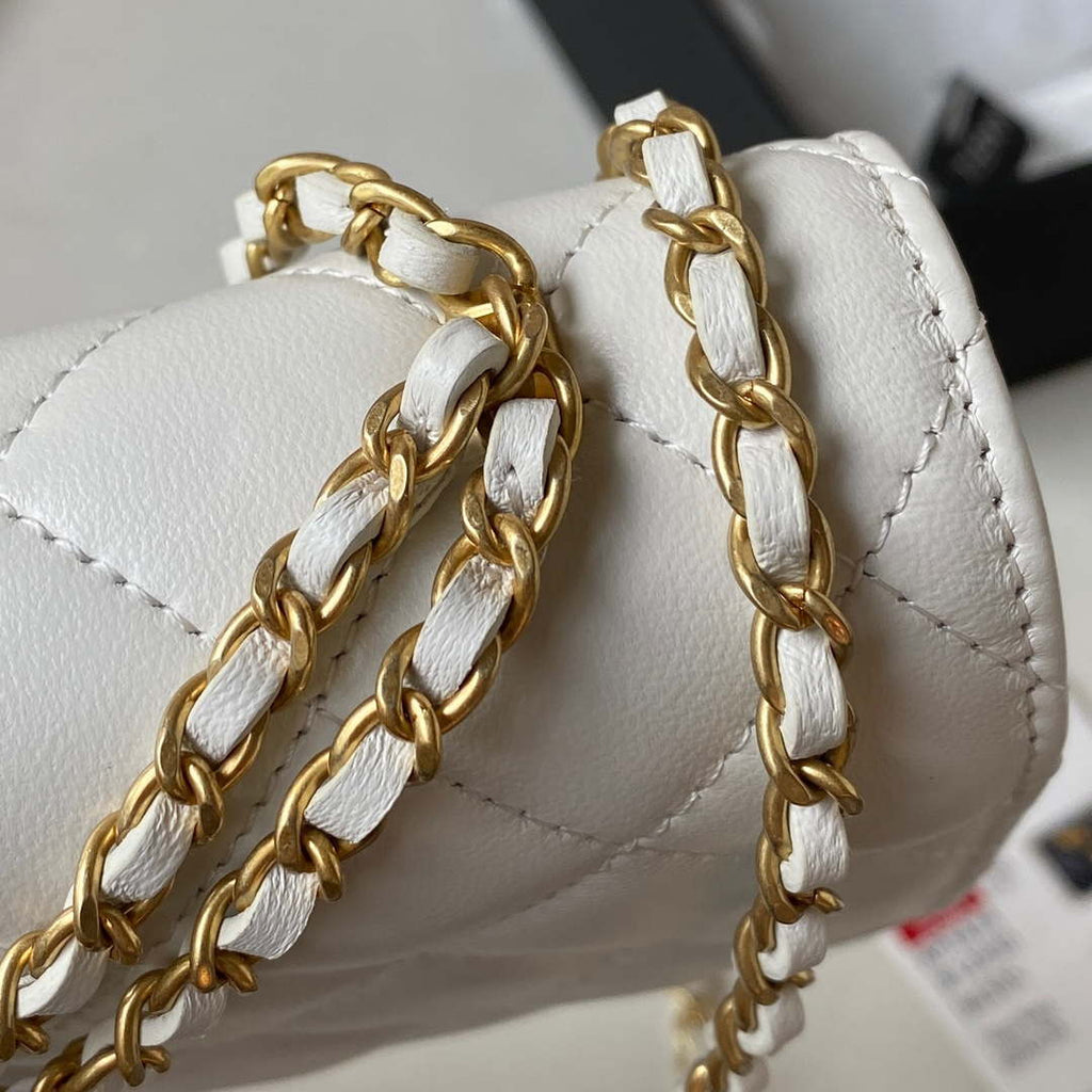 Chanel AP3424 Woc Mini Flap Bag Lambskin White