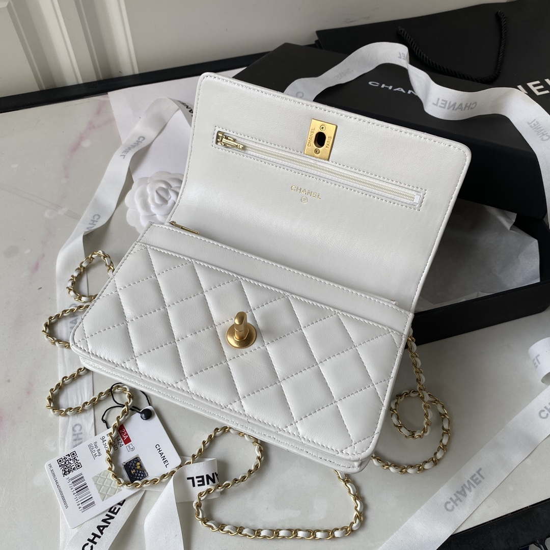 Chanel AP3424 Woc Mini Flap Bag Lambskin White - Default Title - View 6