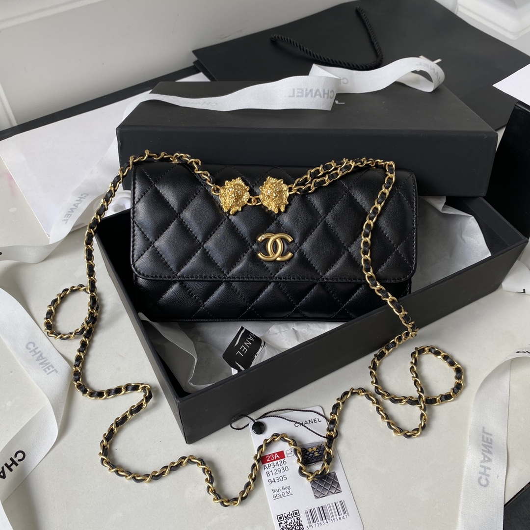 Chanel AP3426 Woc Mini Flap Bag Lambskin 17cm Black - Default Title - View 1
