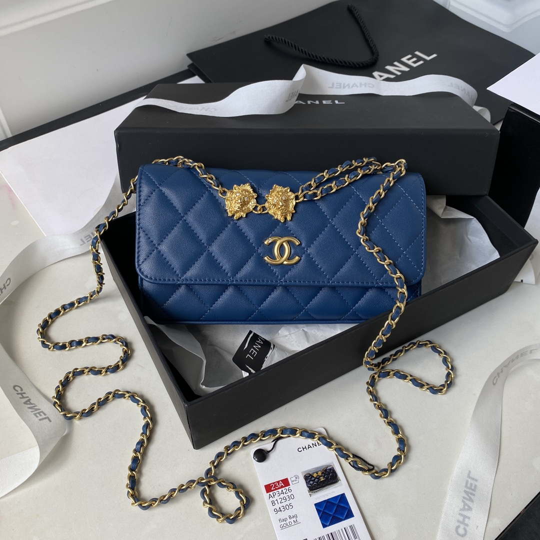 Chanel AP3426 Woc Mini Flap Bag Lambskin 17cm Blue - Default Title - View 1