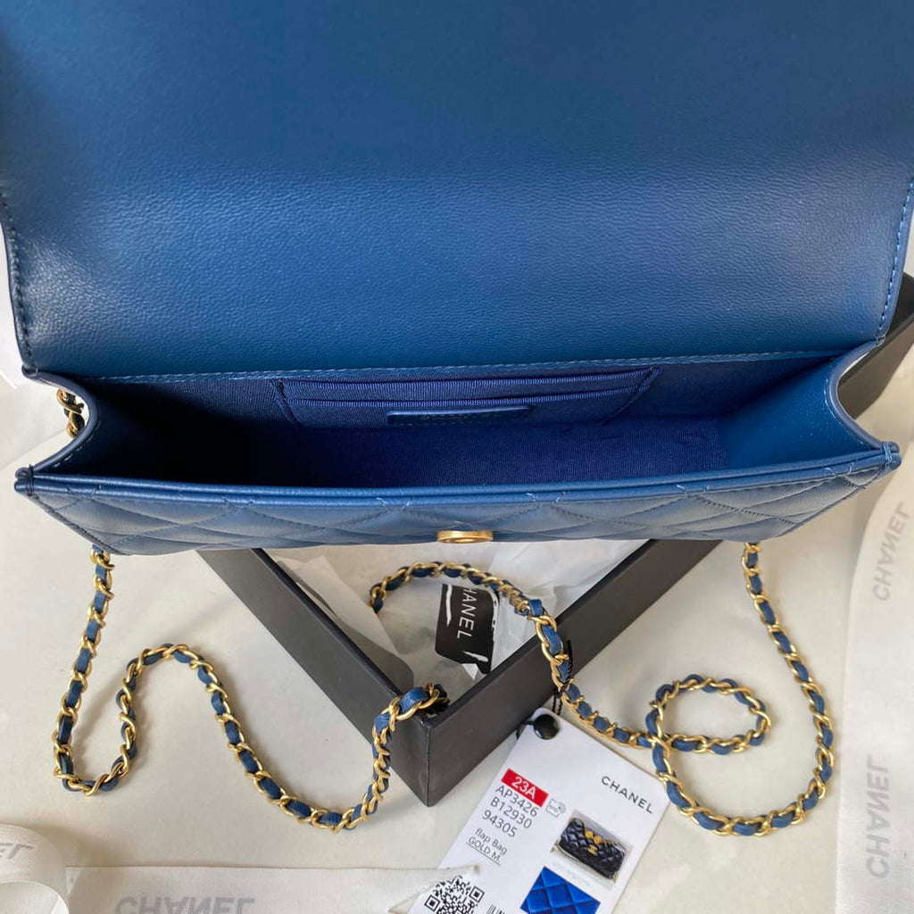 Chanel AP3426 Woc Mini Flap Bag Lambskin 17cm Blue
