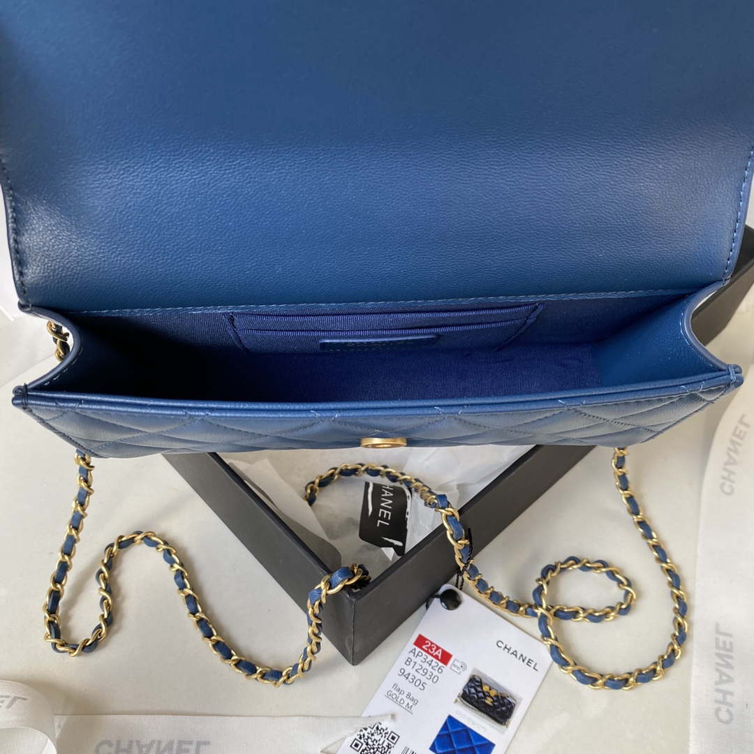 Chanel AP3426 Woc Mini Flap Bag Lambskin 17cm Blue - Default Title - View 8