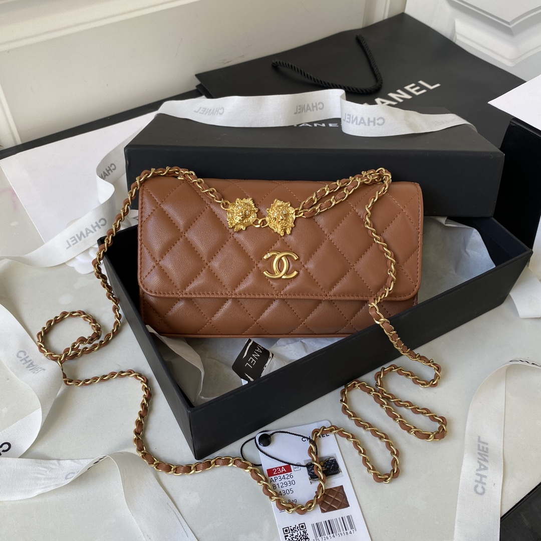 Chanel AP3426 Woc Mini Flap Bag Lambskin 17cm Brown - Default Title - View 1