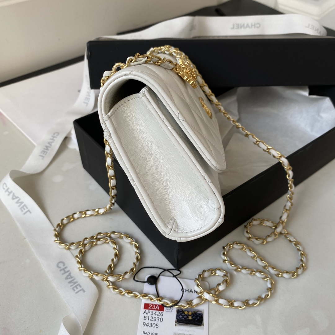 Chanel AP3426 Woc Mini Flap Bag Lambskin 17cm White - Default Title - View 6